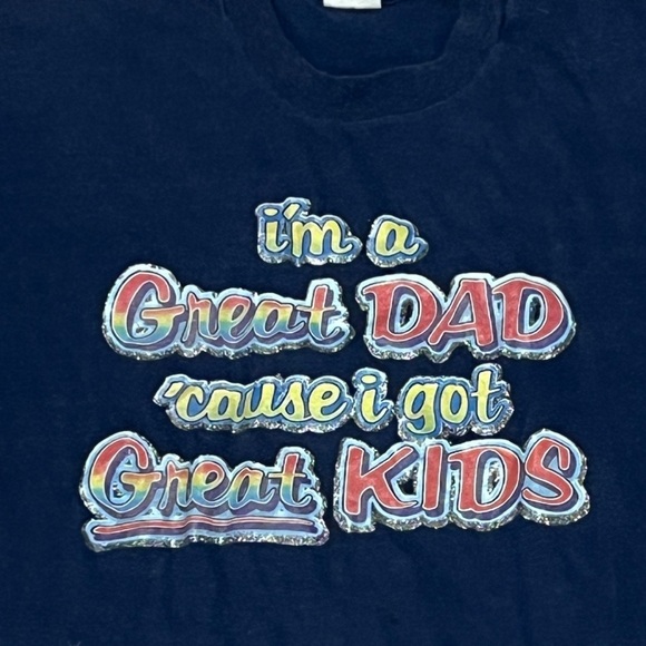 Vintage 80s Best Dad Because Great Kids 1980s Graphic Fathers Day Tshirt - Picture 3 of 4